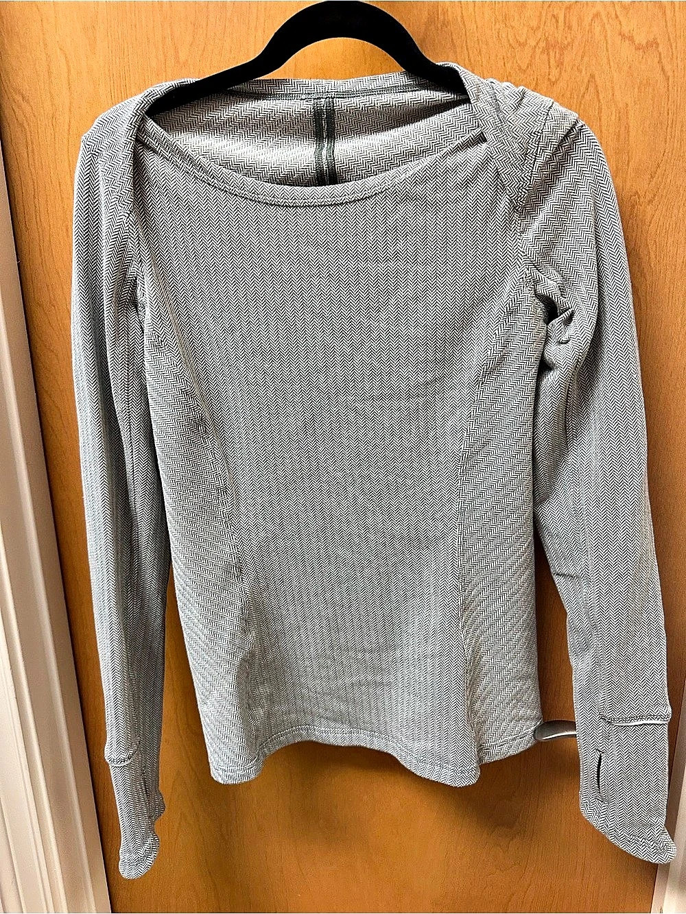 Lululemon Think Fast Long Sleeve Gray Geometric Top
